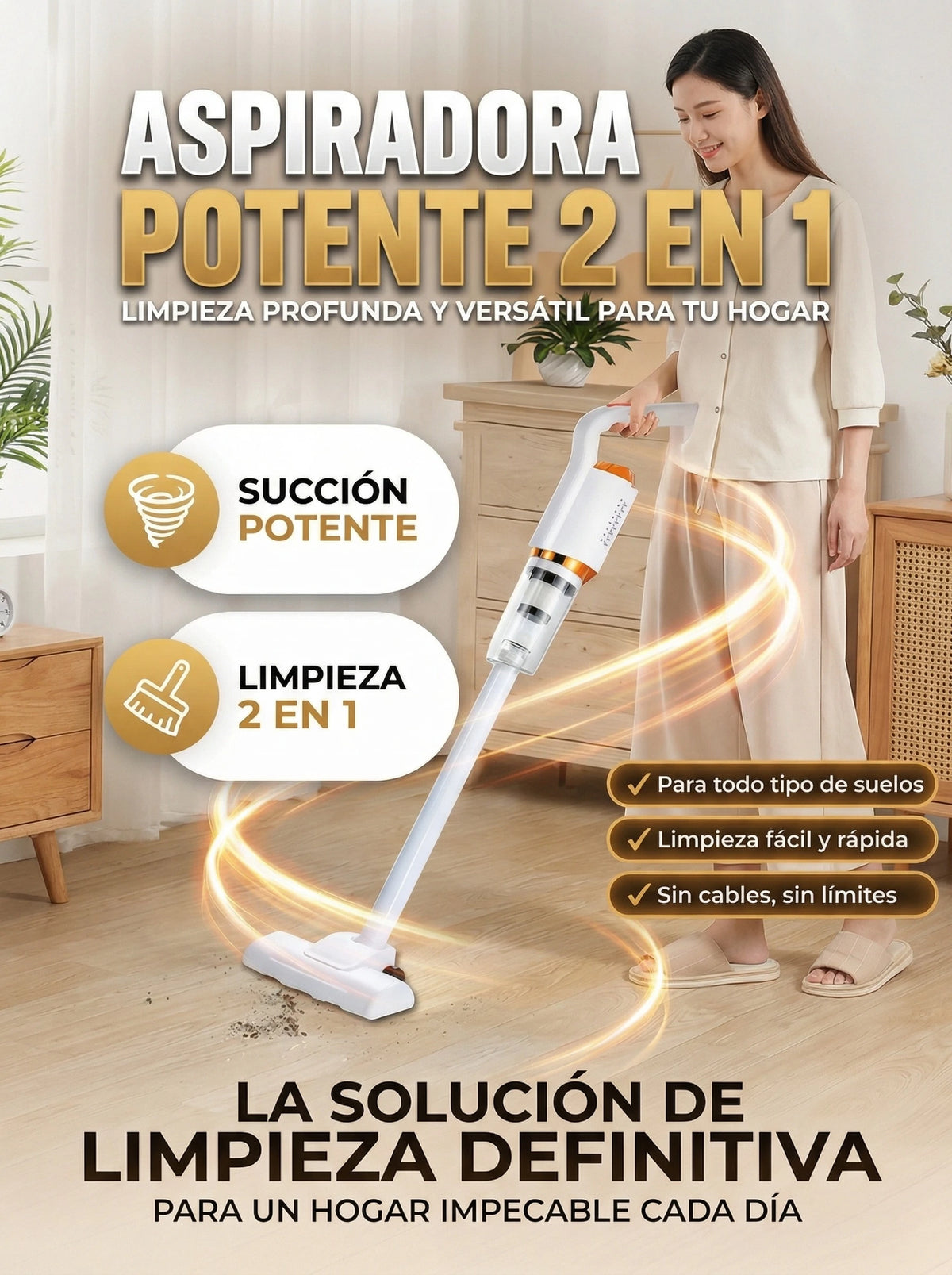 AeroCyclone™ - Aspiradora Inalámbrica 2 en 1 de Alta Succión